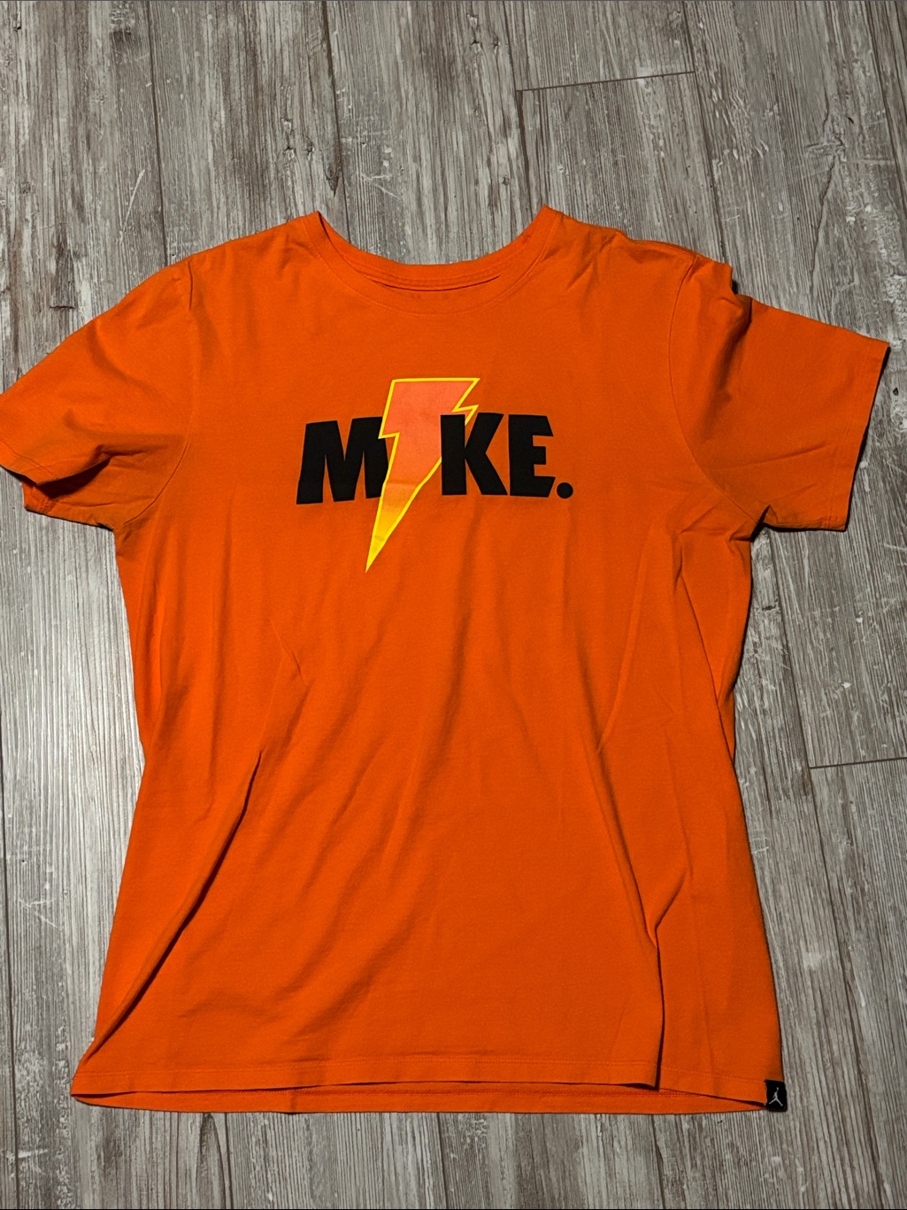 Jordan Orange Shortsleeve Tee With Black Logo And Yellow Lightning